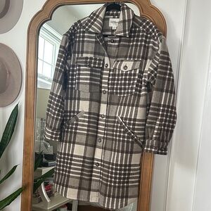 Plaid wool blend coat